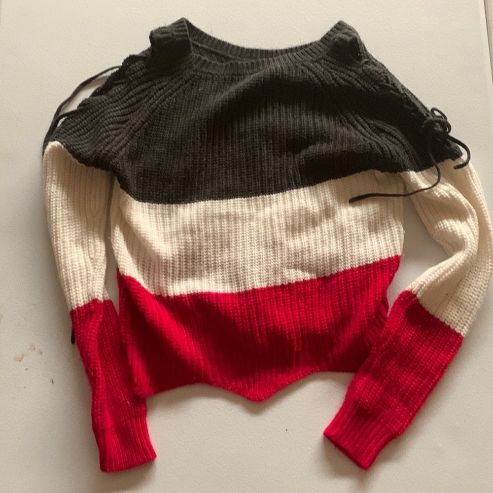 Cute gray, white and red women’s medium sweater
